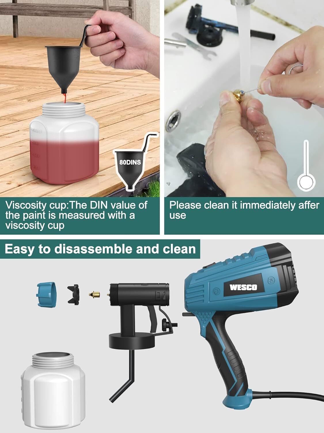 Wesco Paint Sprayer Spray Gun 500W Mains Corded 800ml Electric 230V NEW WS5585