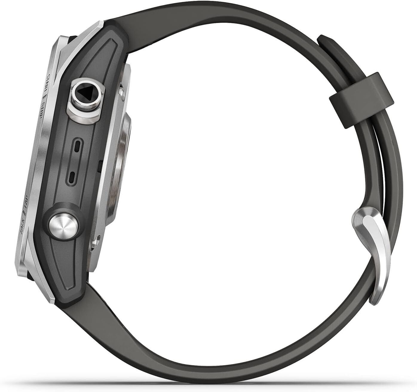Garmin Fenix 7S 42mm Silver Stainless Steel Case Silicone Band Watch -...