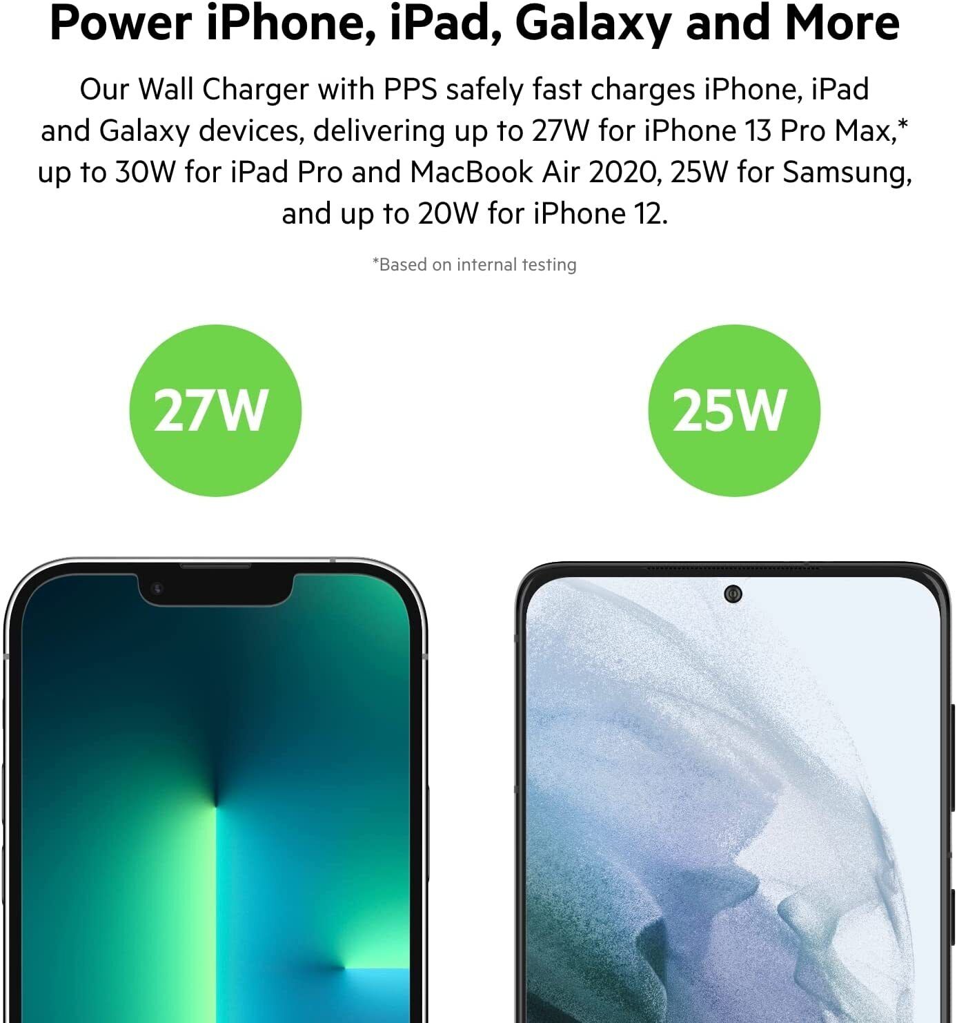 Belkin 30W USB C Wall Charger with USB-C to C Cable, PPS, PowerDelivery