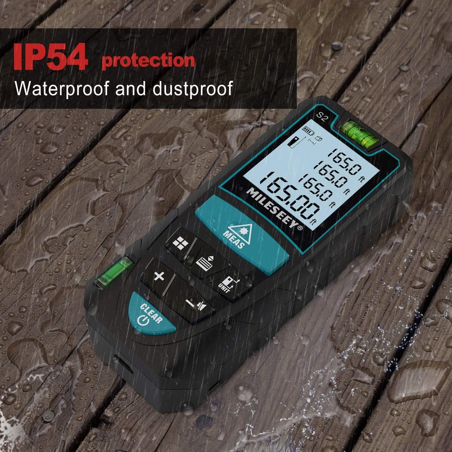Laser Distance Meter 50M/165ft, Mileseey by RockSeed IP54 Laser Measure with 2 B