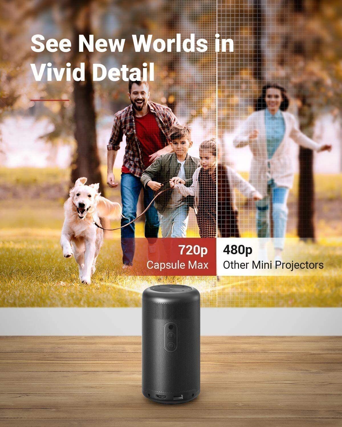 Anker NEBULA Capsule Max Pint-Sized Wi-Fi Mini Portable Projector with Speaker