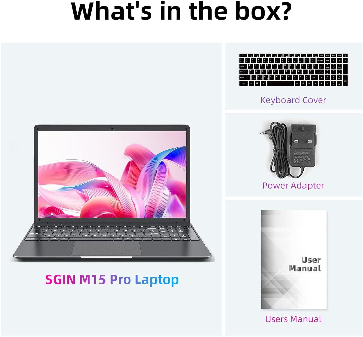 SGIN 15.6 Inch Laptop Windows 11 8GB RAM 256GB SSD Celeron Quad-Core Up to 2.8GH