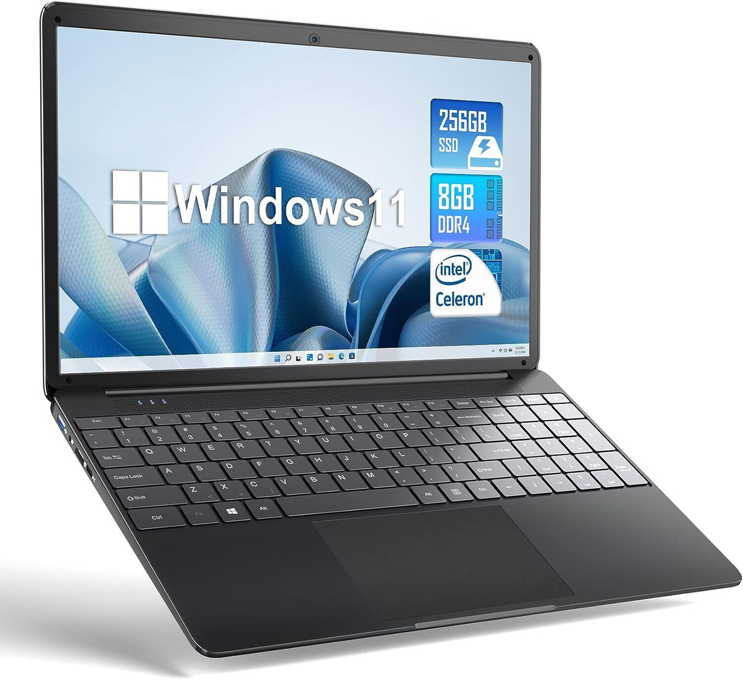 SGIN 15.6 Inch Laptop Windows 11 8GB RAM 256GB SSD Celeron Quad-Core Up to 2.8GH