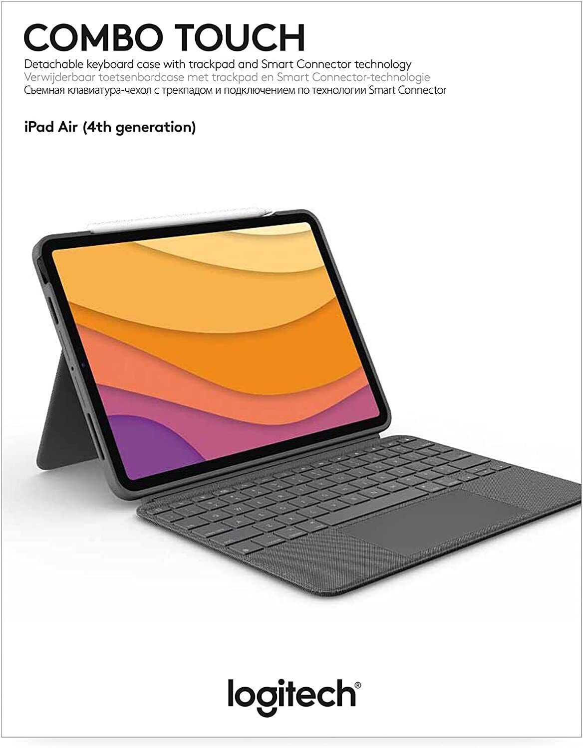 Logitech Combo Touch iPad Air (4th, 5th gen - 2020, 2022) Keyboard Case Grey .