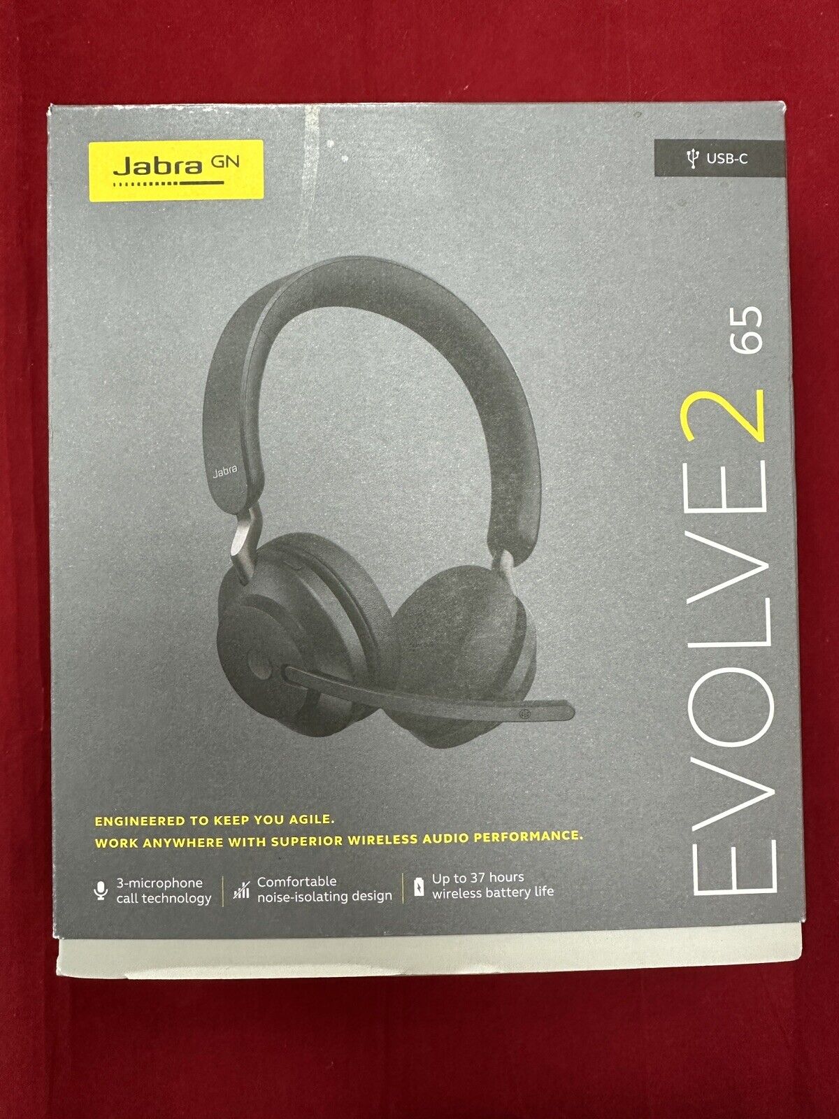Jabra Evolve2 65 Stereo Wireless Headset (UC, USB-A) - Black