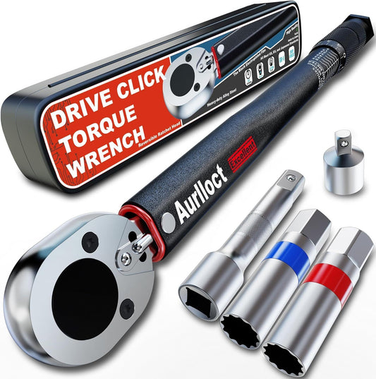 Aurlloct 3/8 Inch Drive Click Torque Wrench 5-70 Nm Set Black