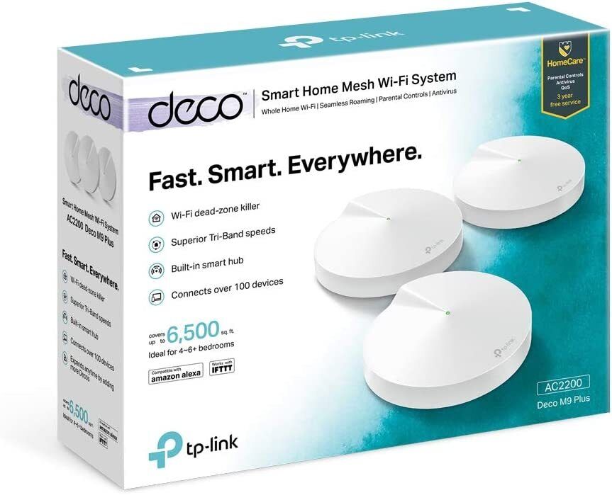 Tp-Link Deco AC2200 M9 Plus Smart Home Mesh Wi-Fi System - White (Pack of 3)