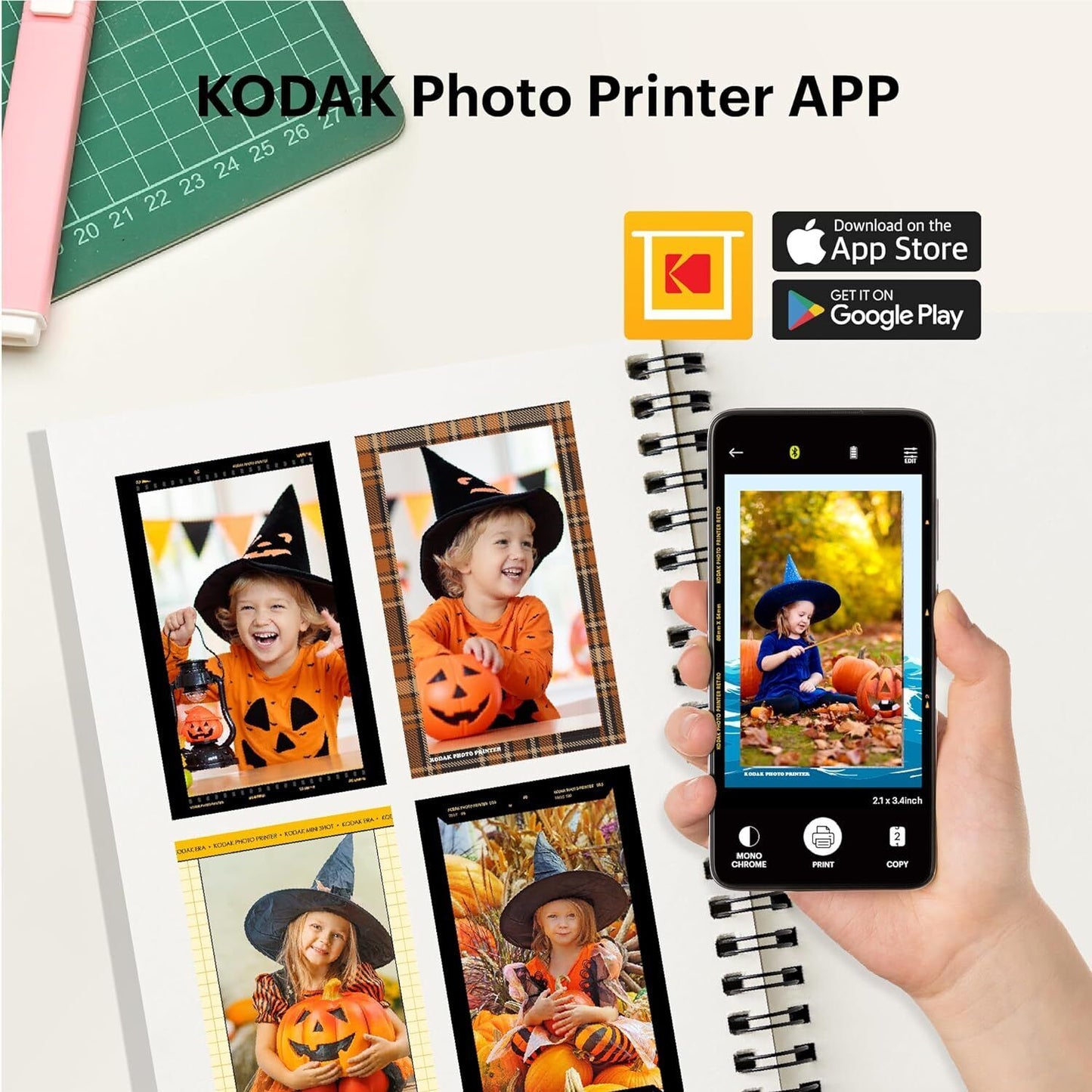 Kodak C210R Mini Shot 2 Bundle, Instant Digital Printer + 68 Sheets, White