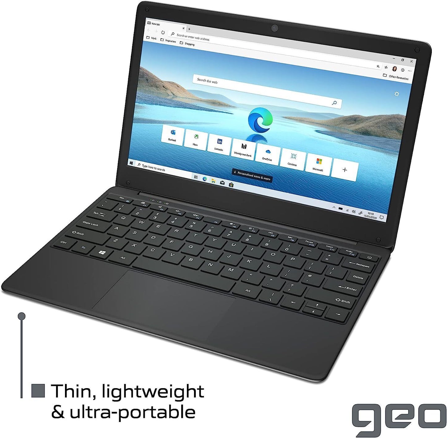GeoBook 2E 12.5-inch Laptop Windows 10 Intel Celeron 4GB RAM AC Wi-Fi 64GB eMMC