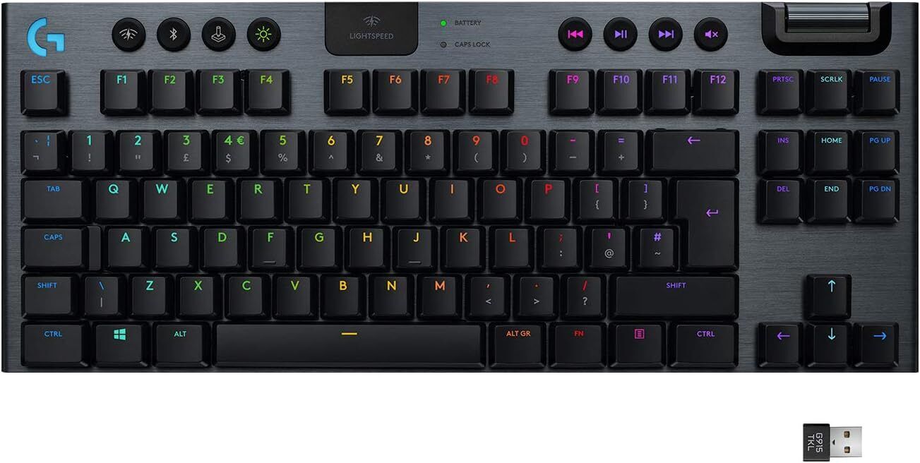 Logitech G915 TKL Wireless Gaming Tactile Keyboard, UK English (Qwerty) - Carbon