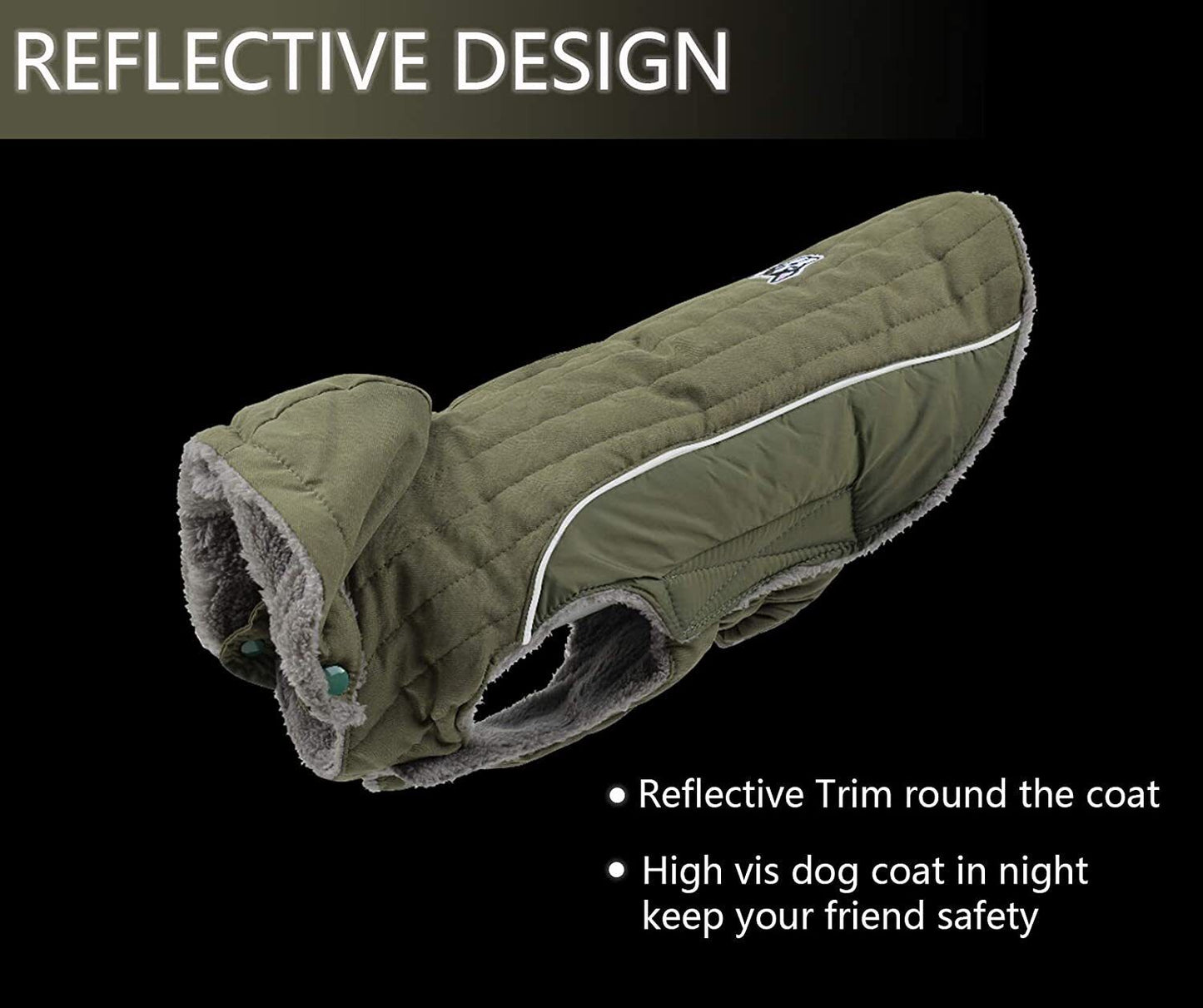 Ctomche Fleece and Cotton Lining Extra Warm Dog Hoodie in Winter Green-XL