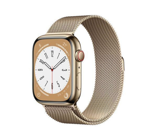 APPLE Watch Series 8 Cellular - Gold Stainless Steel with Gold Milanese Loop, 45