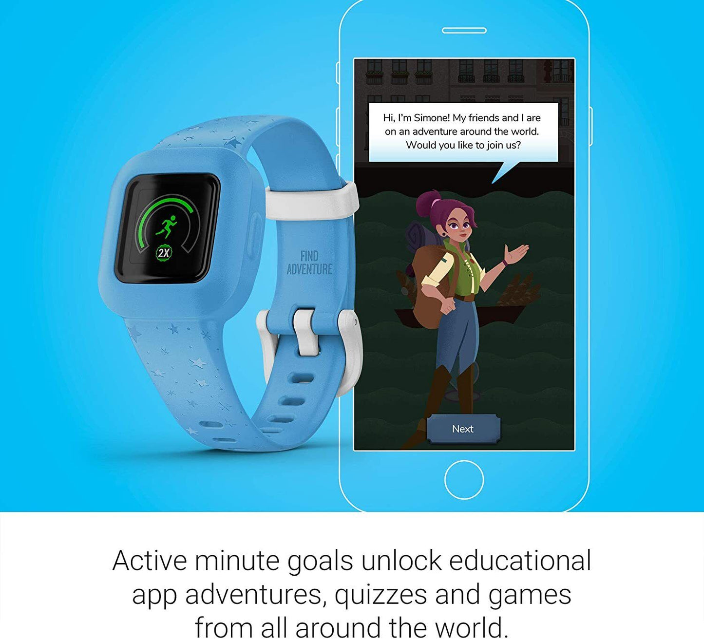 Garmin vivofit jr. 3 Fitness Tracker for Kids, Blue Stars