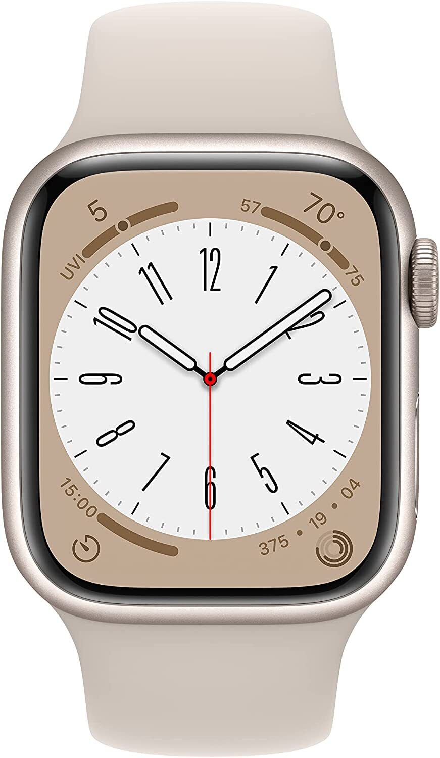 Apple Watch Series 8 41mm Starlight Case with Beige Fluoroelastomer Sport...
