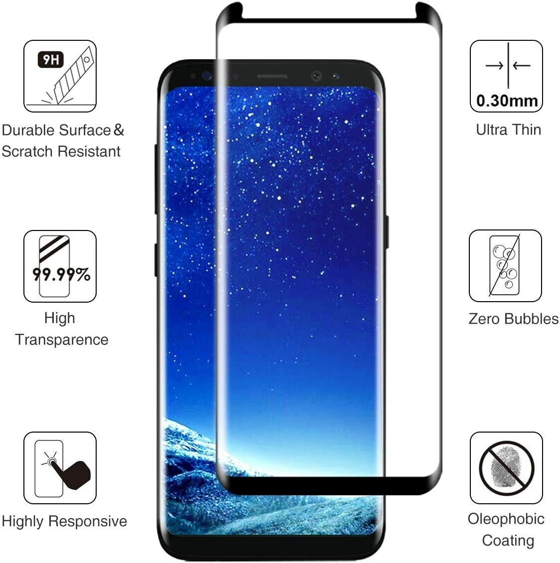 Gmark S8 Plus Screen Protector Glass (2 Pack) (Alignment Frame Tool) Galaxy S9+