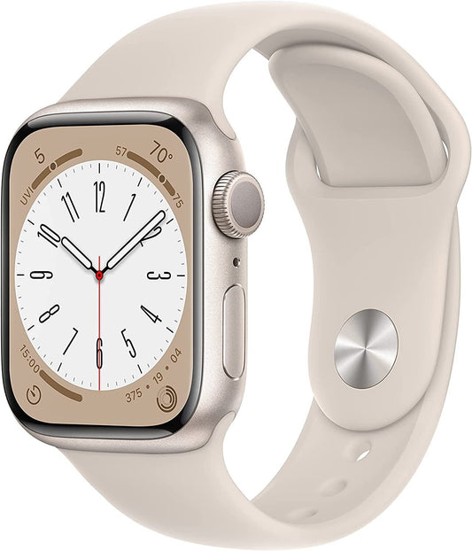 Apple Watch Series 8 41mm Starlight Case with Beige Fluoroelastomer Sport...