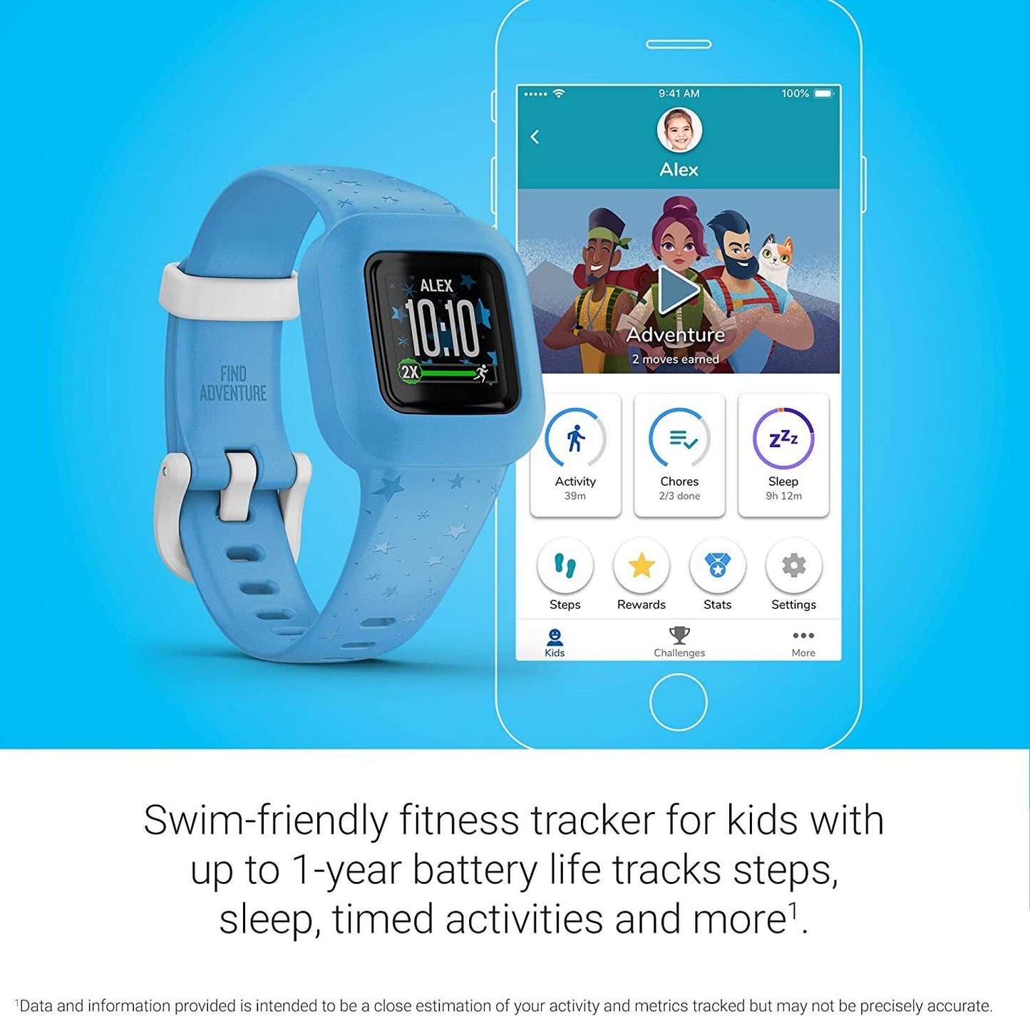 Garmin vivofit jr. 3 Fitness Tracker for Kids, Blue Stars