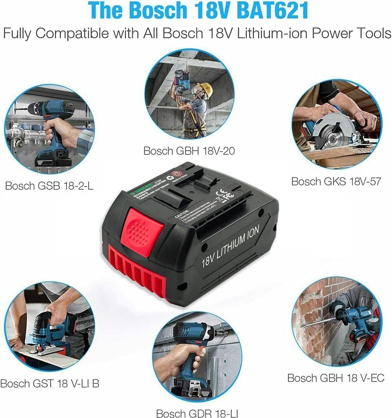 Geelink 2 pack BAT609 18V 5.0Ah Lithium-ion Replacement Battery for BOSCH
