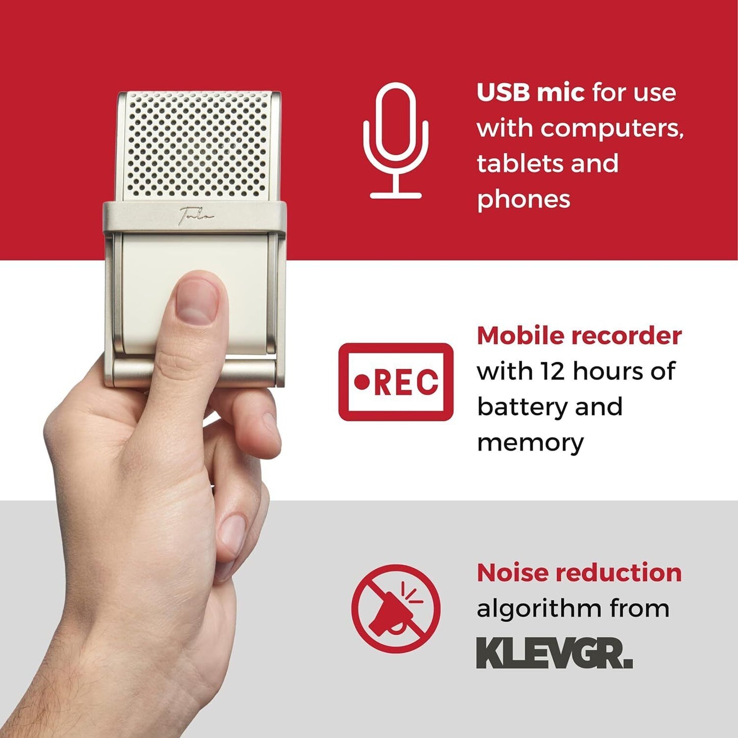 Tula Mic TL023-C – USB C Microphone & Mobile Recorder for YouTube, TikTok
