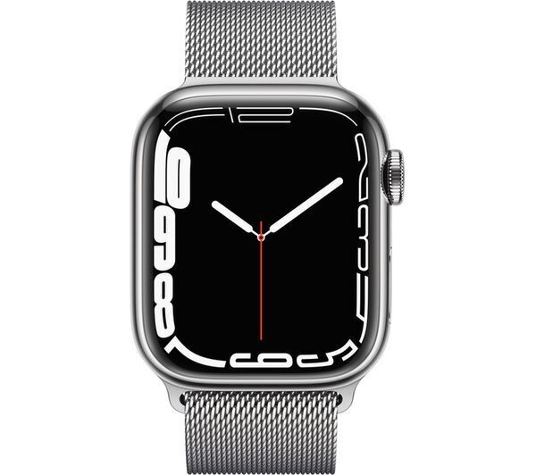 APPLE Watch Series 7 Cellular - Silver Stainless Steel with Silver Milanese Loop