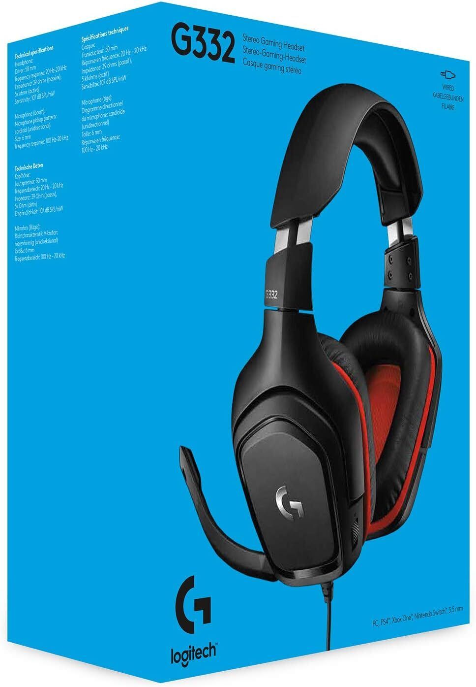 Logitech G332 Black/Red Gaming Headset for Xbox One, PlayStation 4