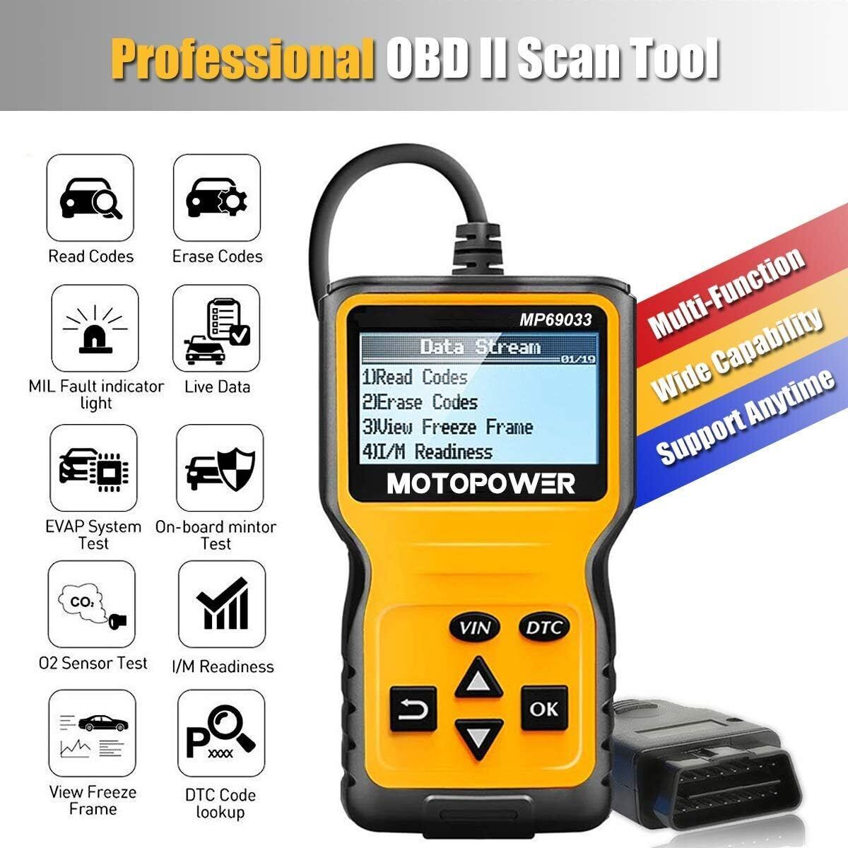 MOTOPOWER MP69033 OBD2 Scanner - Black/Yellow