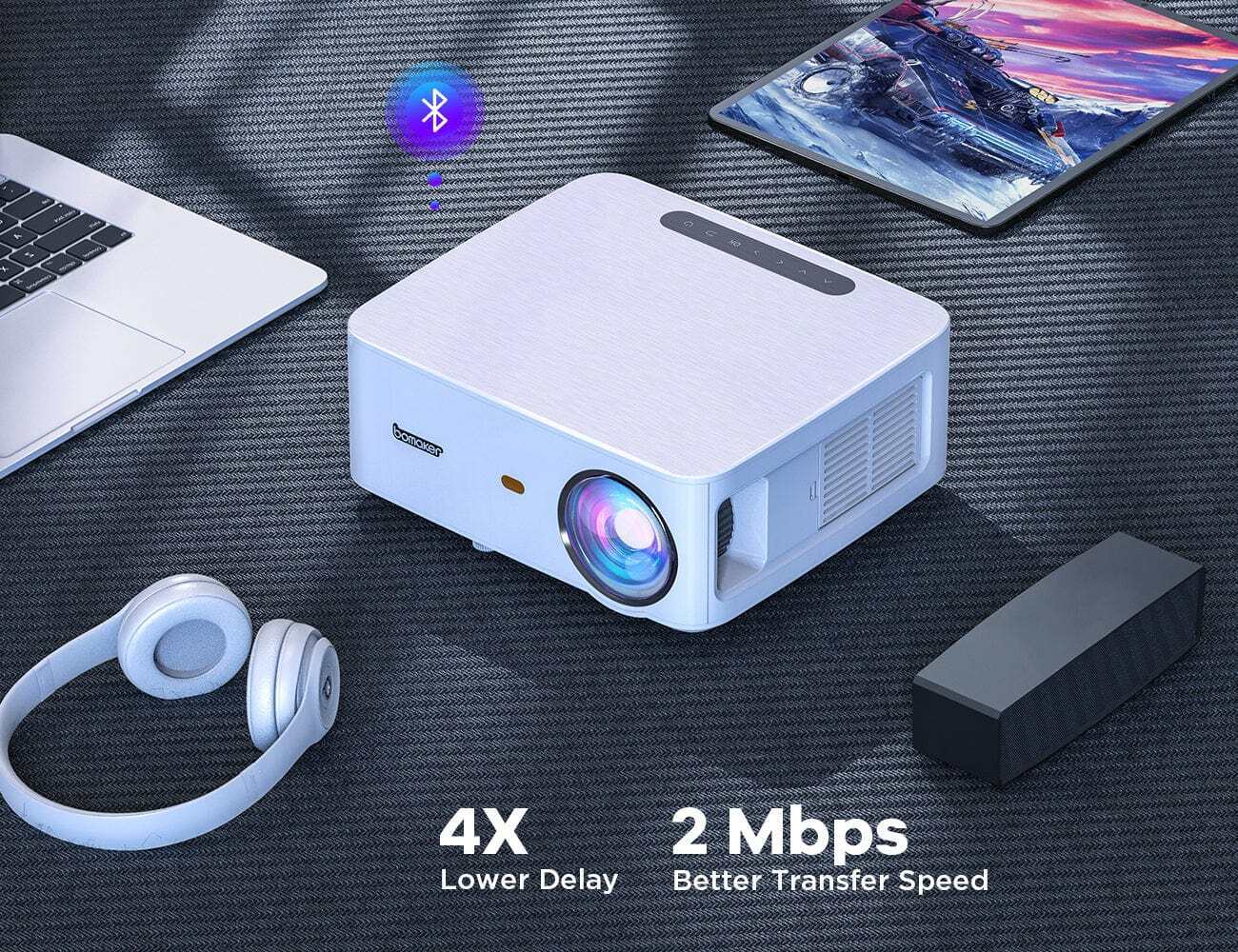 Bomaker Cinema 500 Max Native 1080P LED Projector, 400 ANSI Lumens, 5.8G wifi