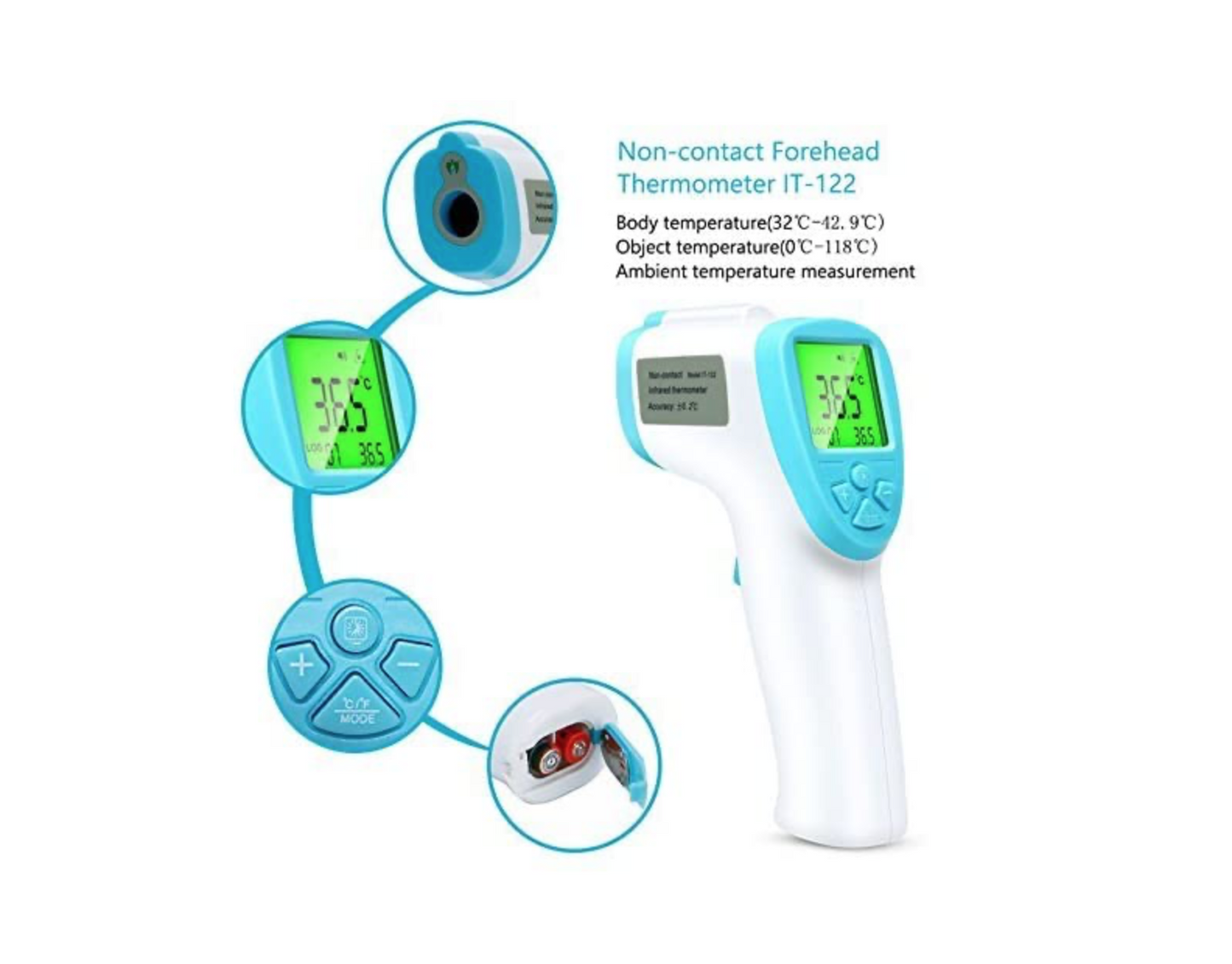 Infrared Thermometer, 5 in 1 Non-Contact Forehead Thermometer for Baby/Kids/Adul