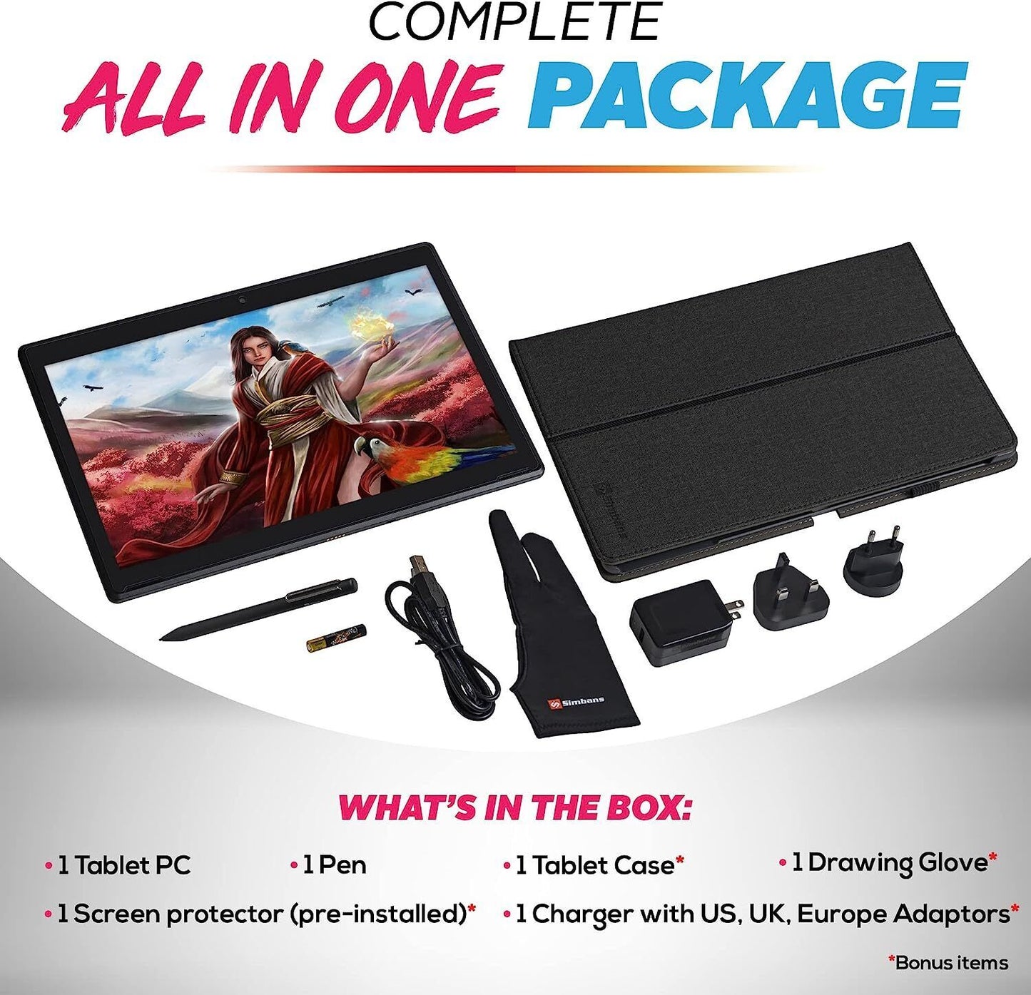 Simbans PicassoTab XL [4 Bonus Items] 11.6 Inch Portable Drawing Tablet with...