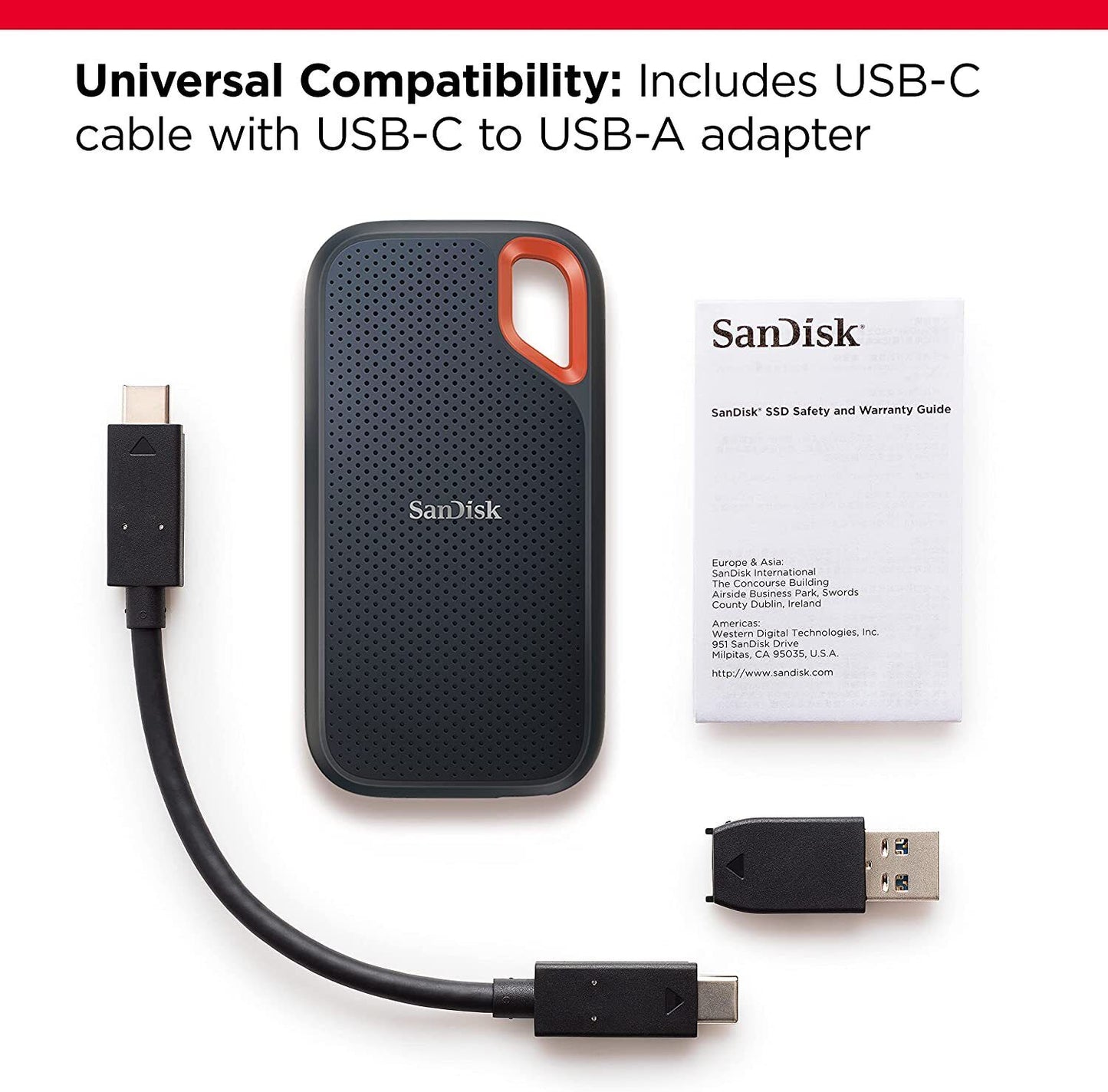 SanDisk Extreme 2TB portable NVMe SSD, USB-C, up to 1050MB/s read & 1000MB/s