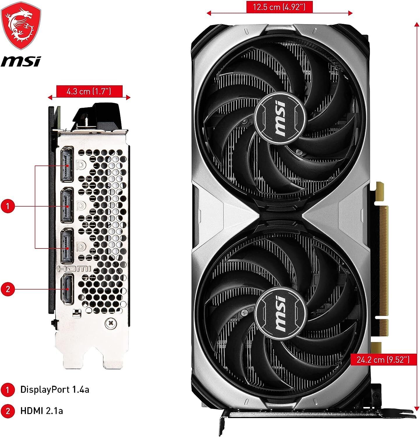 MSI Nvidia GeForce RTX 4070 12GB VENTUS 2X OC Graphics Card
