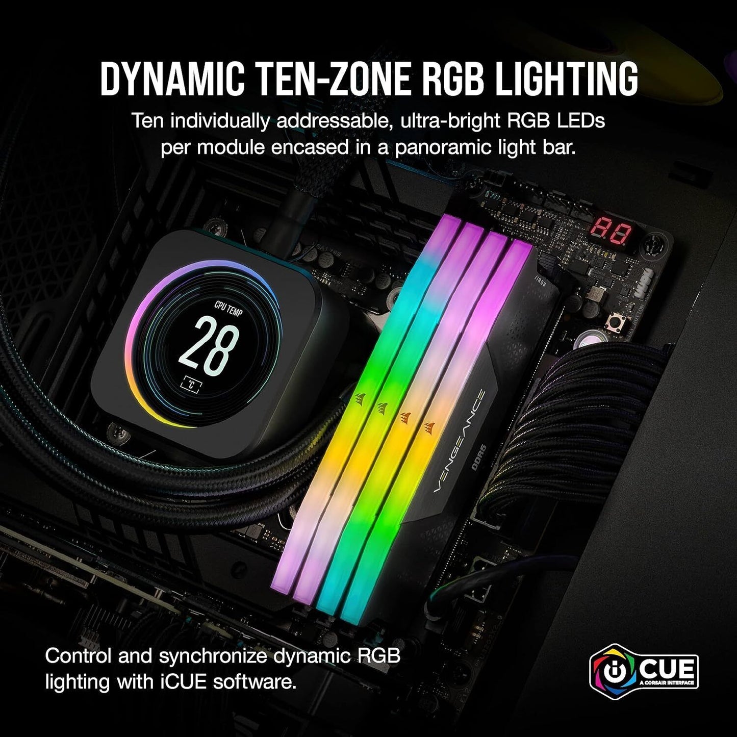 CORSAIR VENGEANCE RGB 32GB (2 x 16GB) PC5-48000 (DDR5-6000) DIMM Memory - Black