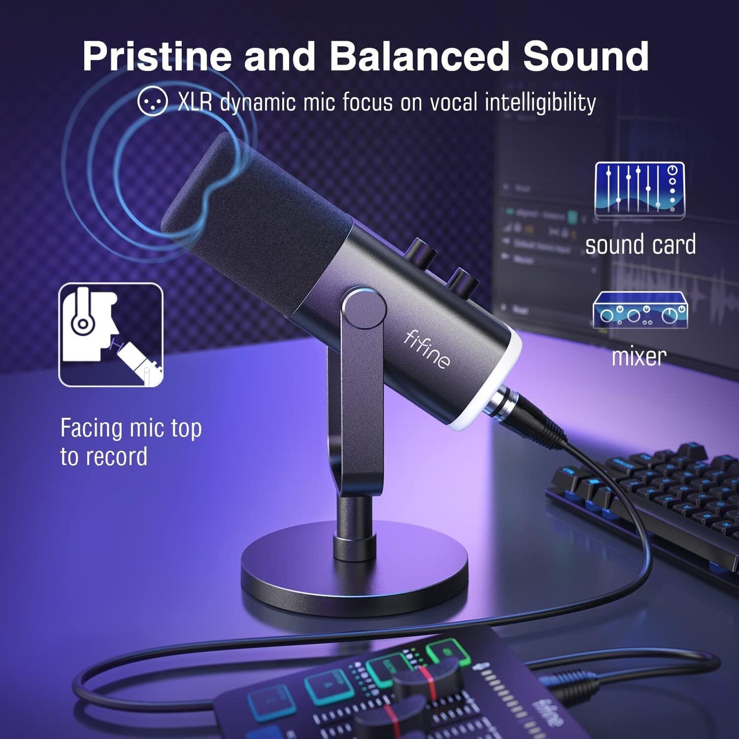 FIFINE XLR/USB-C AM8 Gaming Microphone, Studio Dynamic Streaming Mic, PC