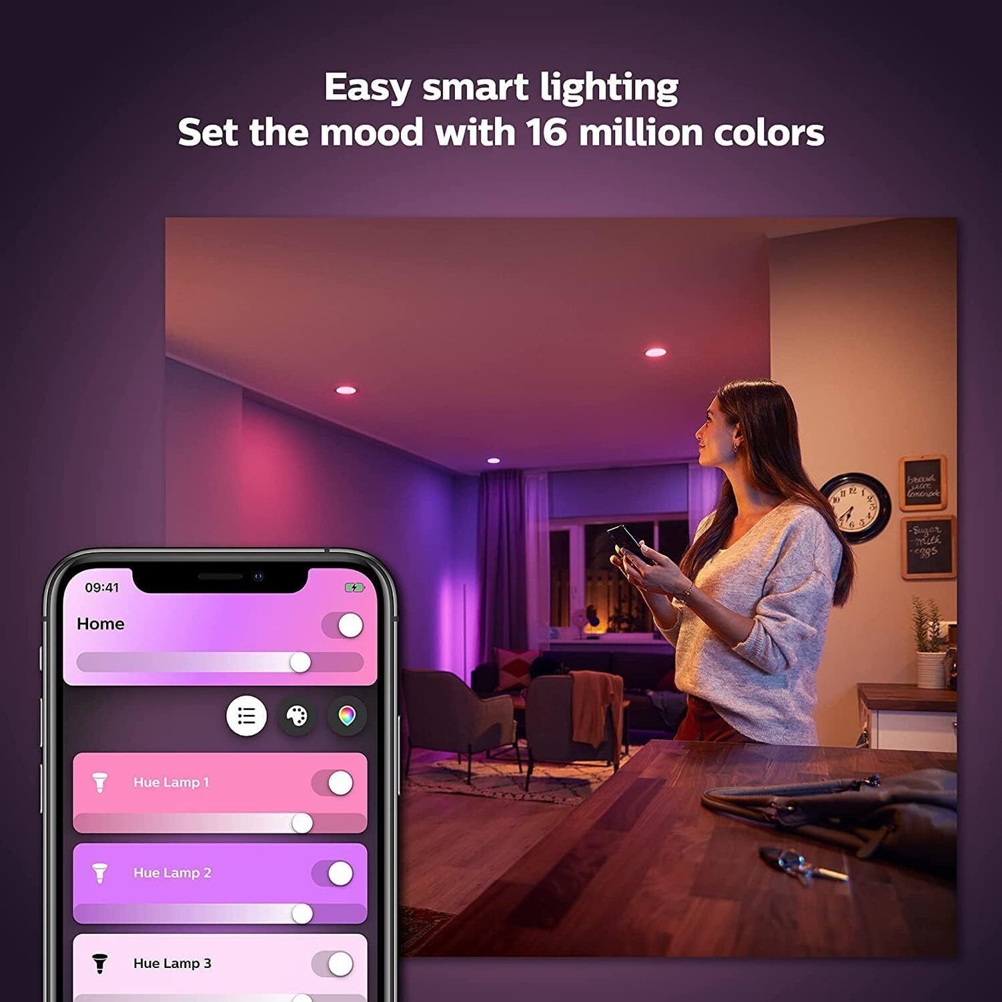 Philips Hue B22 Colour Smart Bulb with Bluetooth - Cool White, 2 Pack