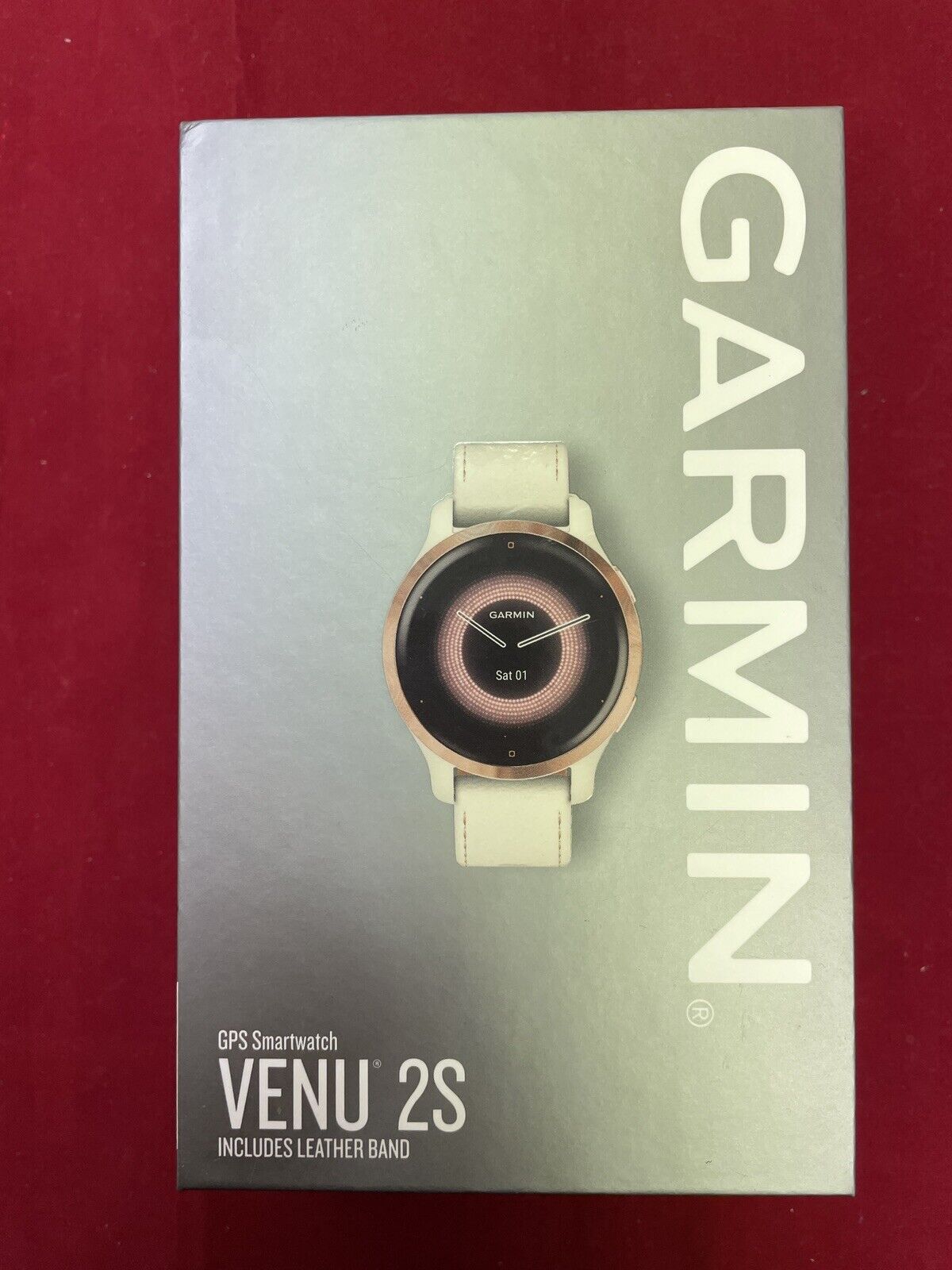 Garmin Venu 2S Rose Gold & White Case White Leather Strap Watch 010-02429-23