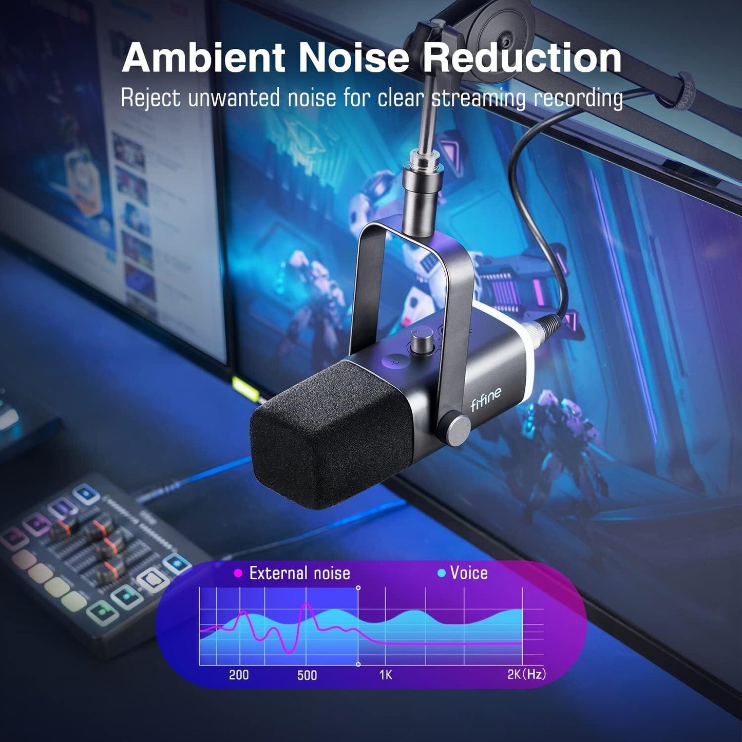 FIFINE XLR/USB-C AM8 Gaming Microphone, Studio Dynamic Streaming Mic, PC