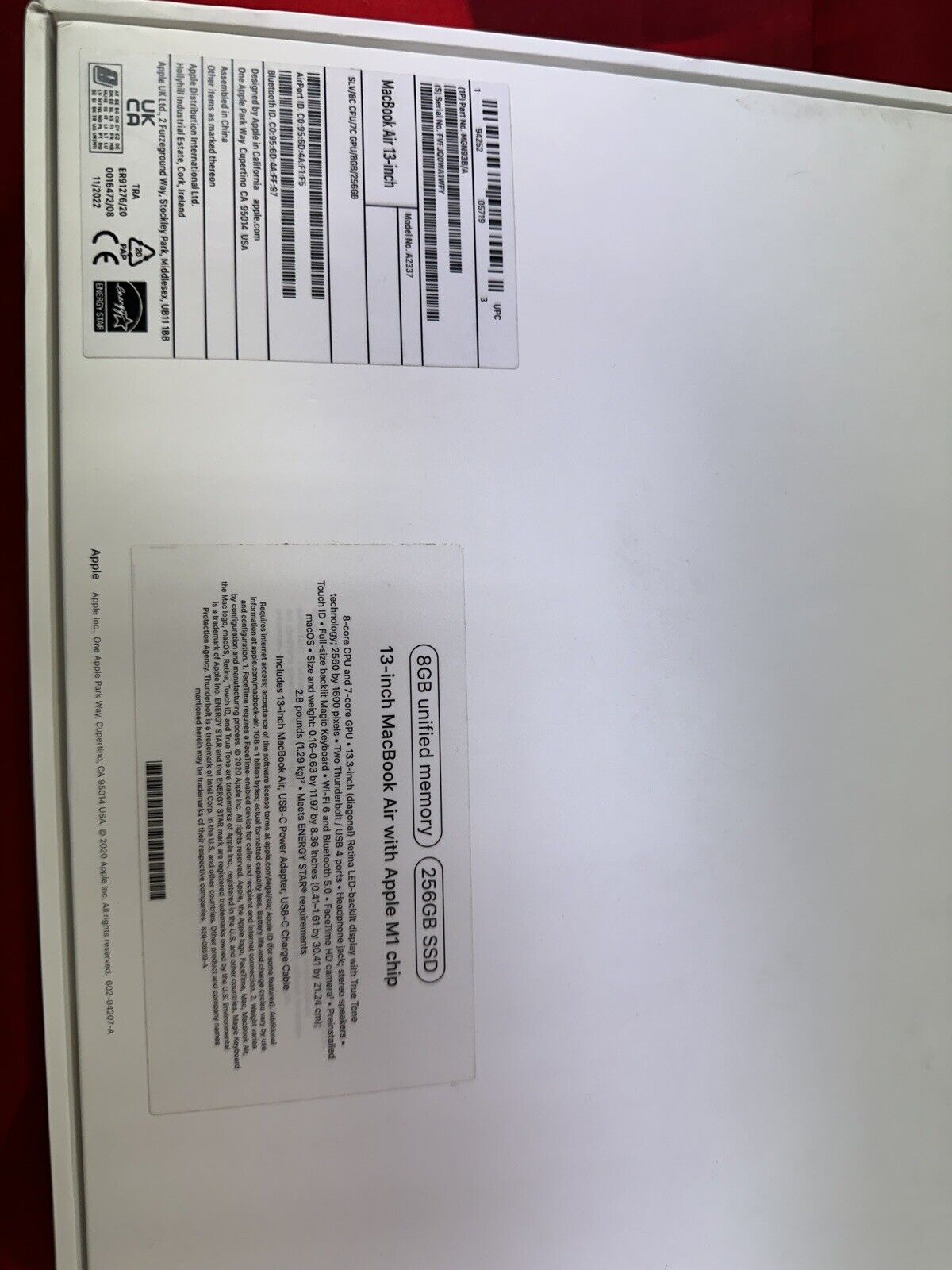 Apple MacBook Air 13in (256GB SSD, M1, 8GB) Laptop - Silver - MGN93B/A...