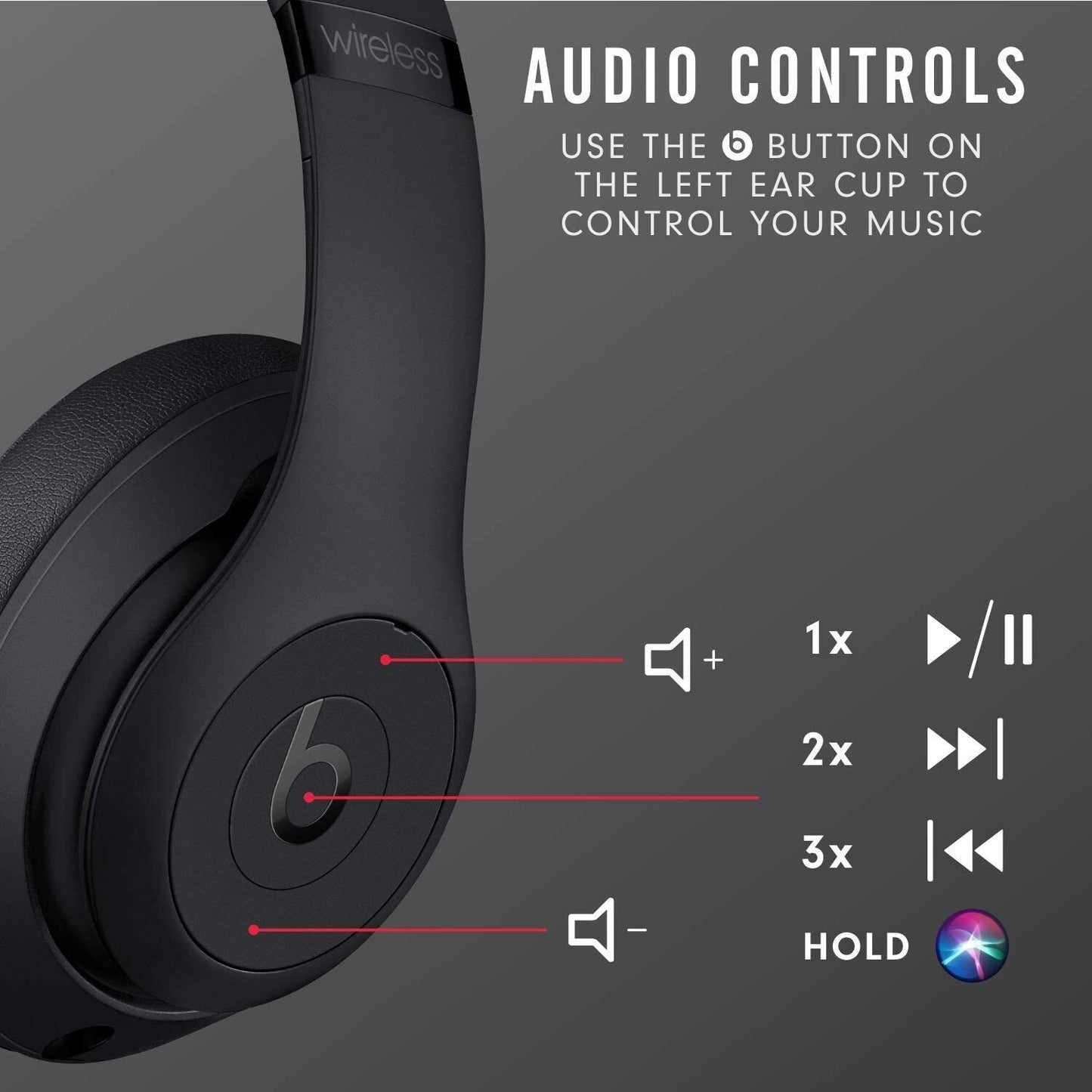 Beats Studio3 Wireless Over the Ear Headphones - Matt Black