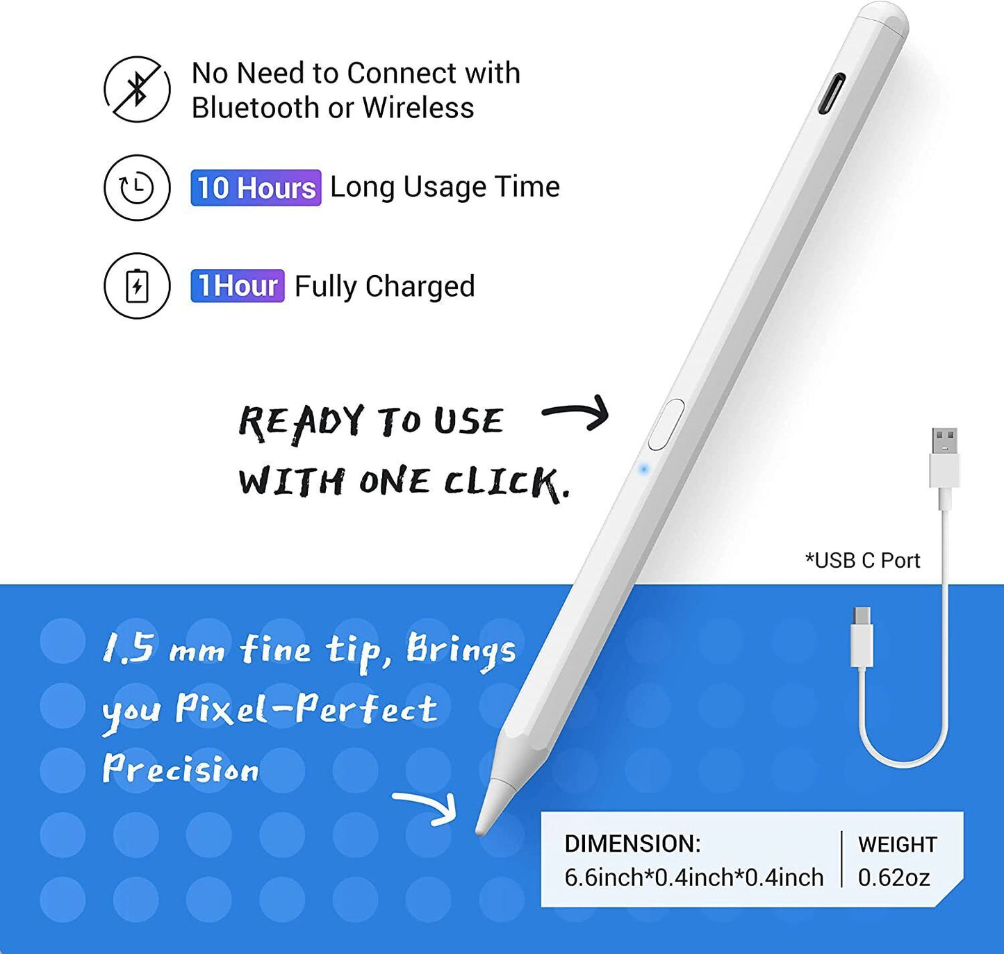 Stylus Pen for Apple iPad mini/air/pro (2018-2022)