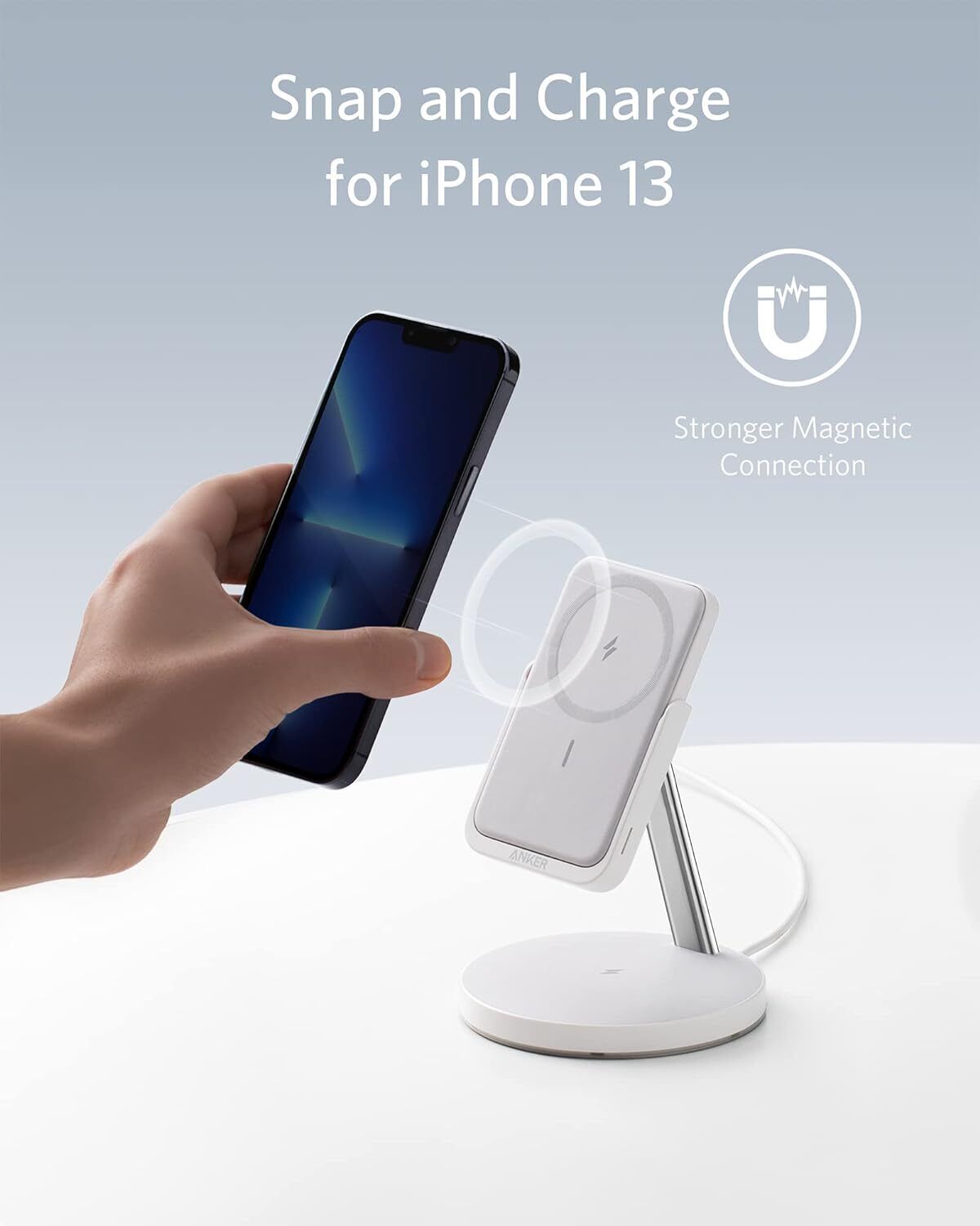 Anker Wireless Charger (MagGo), 633 2-in-1 Wireless Charging Station, Detachable