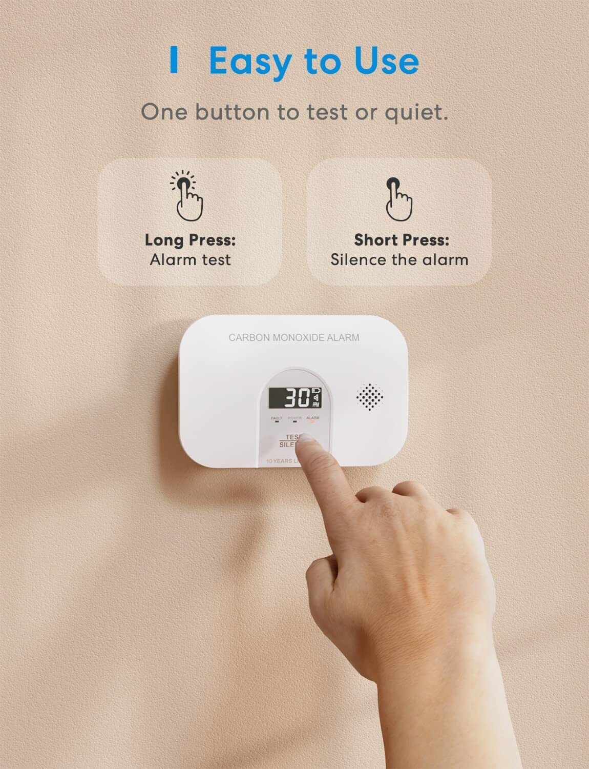 Meross Carbon Monoxide Detector/Alarm, LCD Digital Display CO Alarm