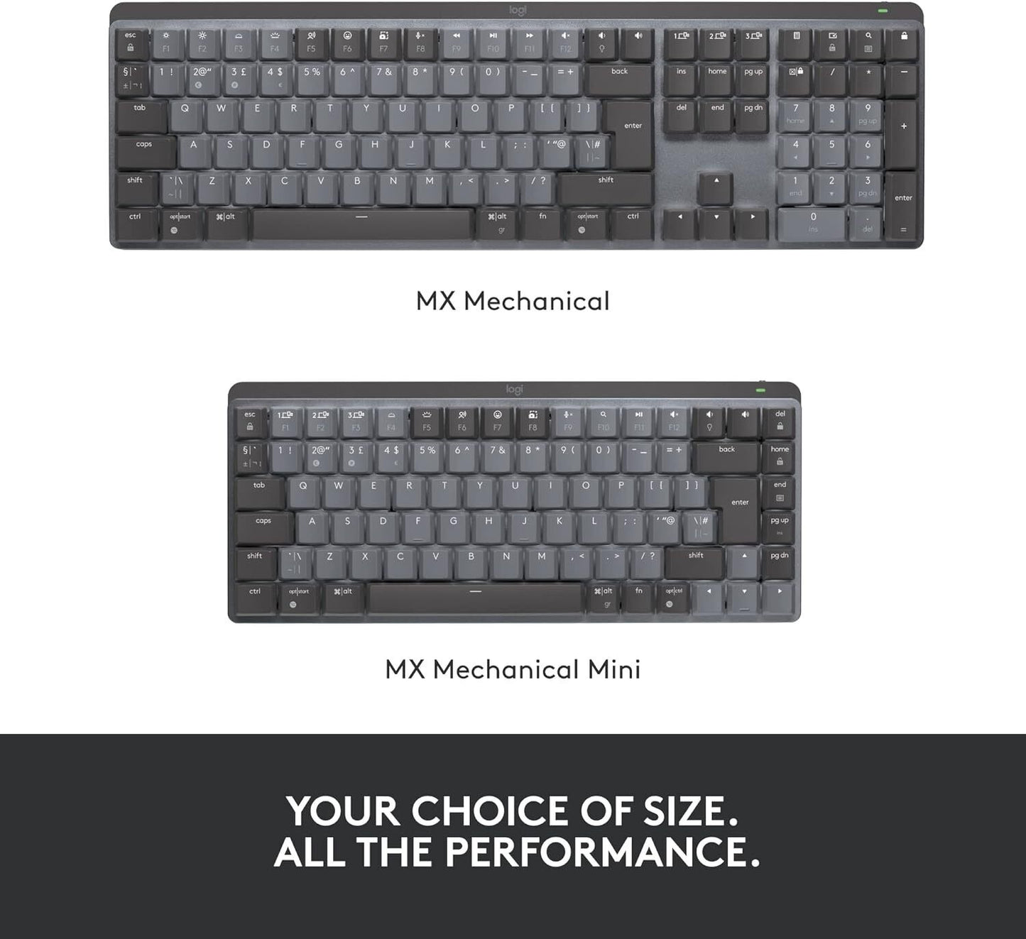 Logitech MX Mechanical Wireless Keyboard - Graphite, English (Tactile Quiet...