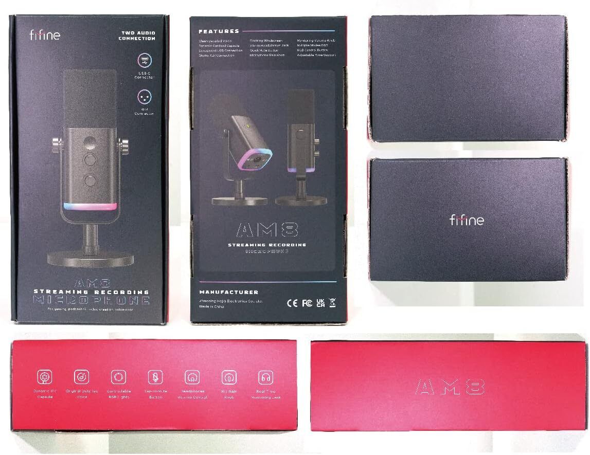 FIFINE XLR/USB-C AM8 Gaming Microphone, Studio Dynamic Streaming Mic, PC