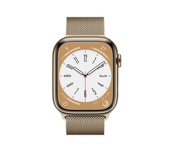 APPLE Watch Series 8 Cellular - Gold Stainless Steel with Gold Milanese Loop, 45