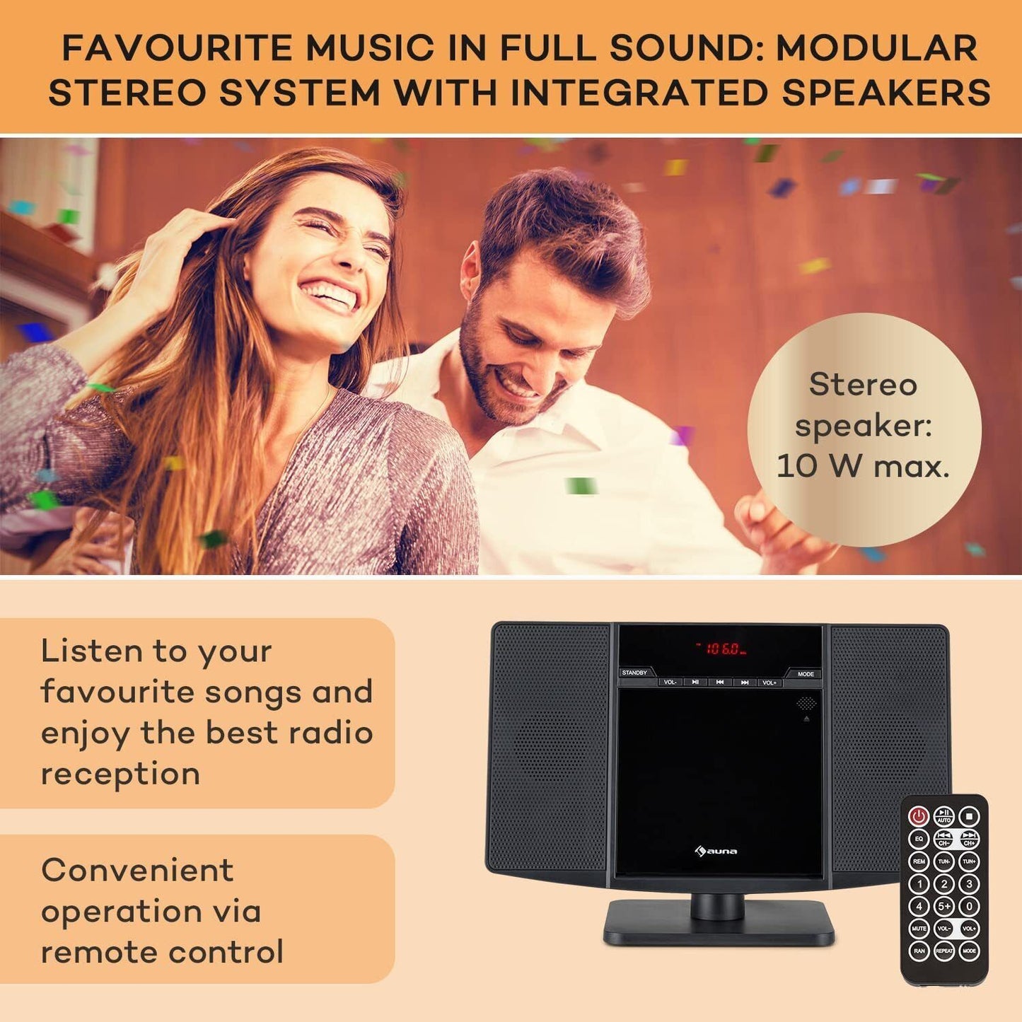 Auna Portable Radio CD Player for Home