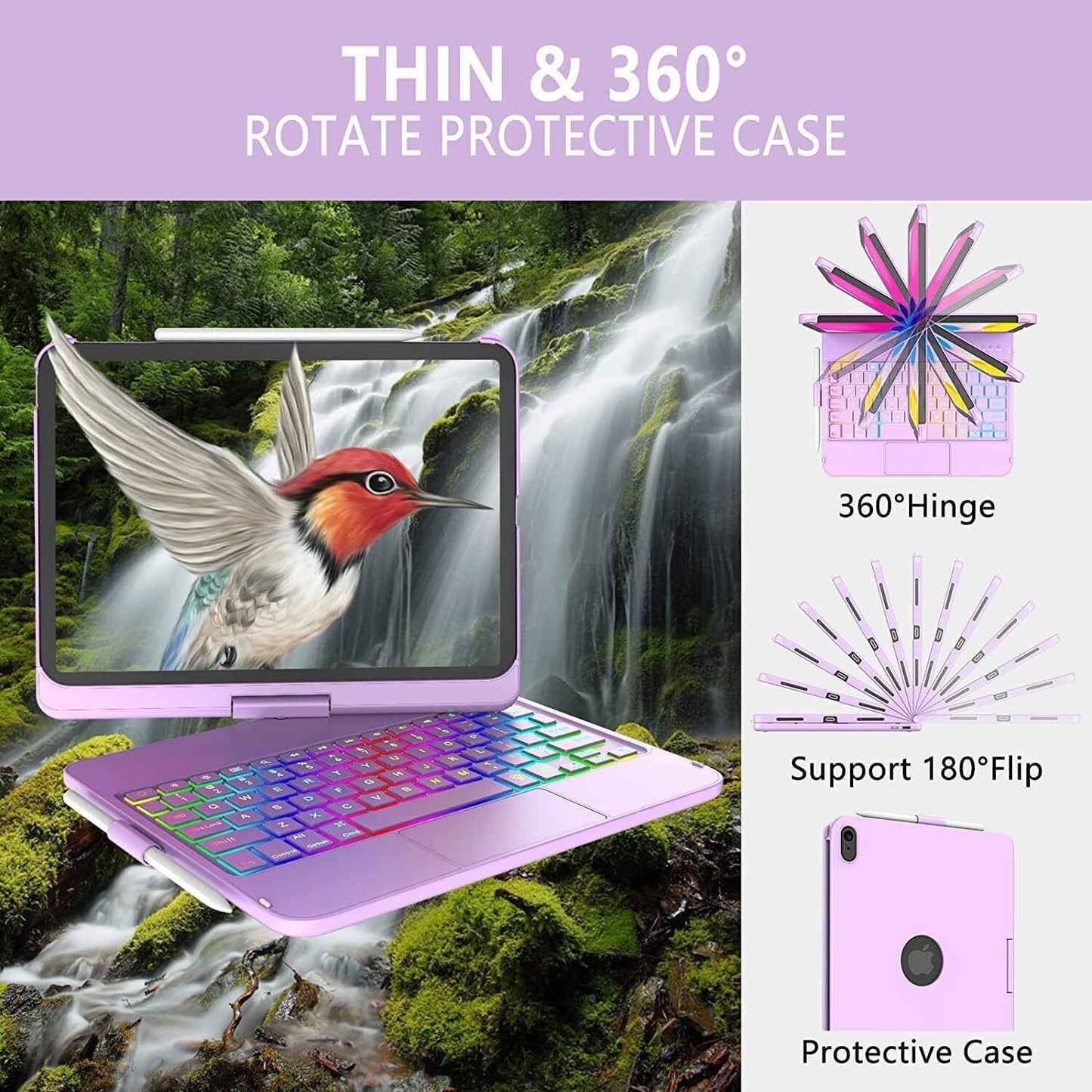 iPad 10th 2022 Keyboard Case,360° Degrees Rotatable Touchpad Keyboard for iPad 1