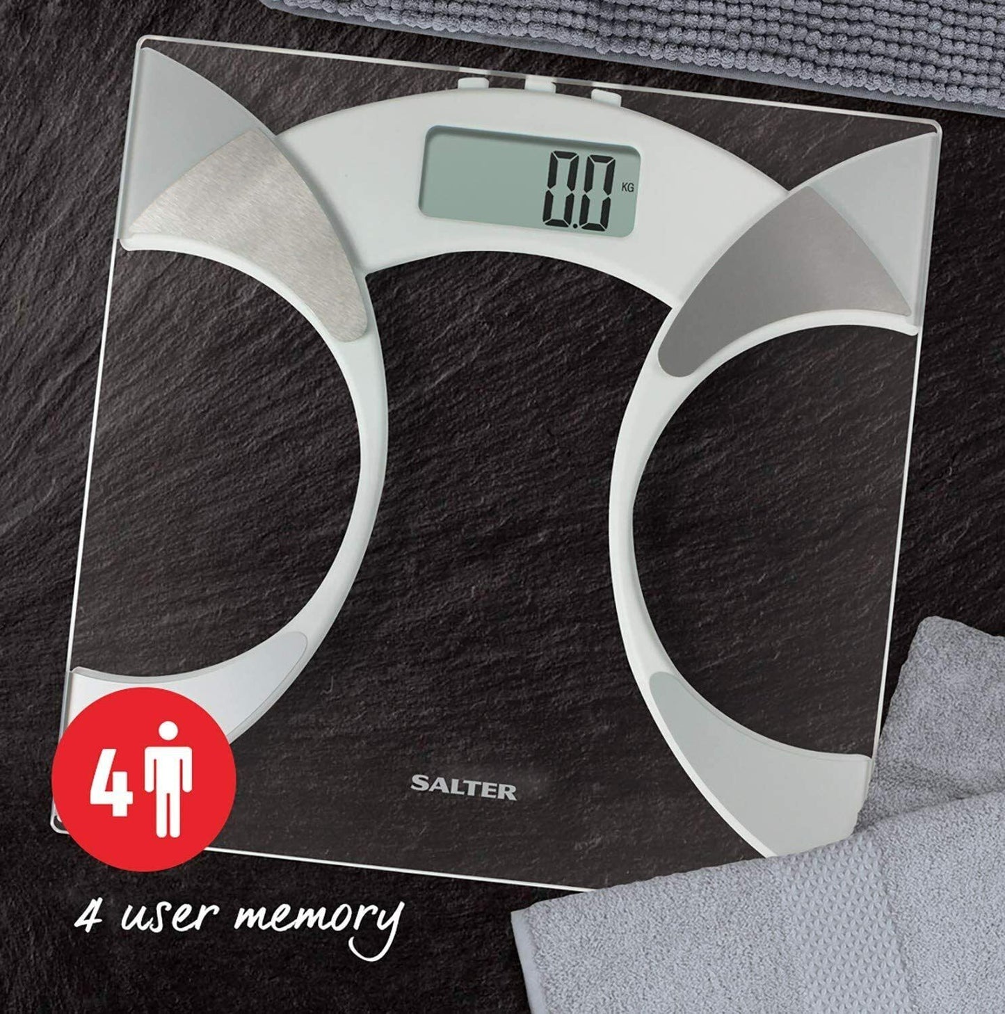 Salter 9141 Wh3r Glass Body Fat Analyser Bathroom Scale