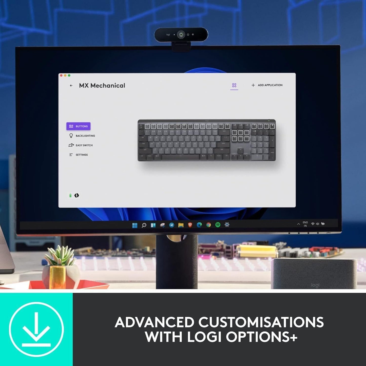 Logitech MX Mechanical Wireless Keyboard - Graphite, English (Tactile Quiet...