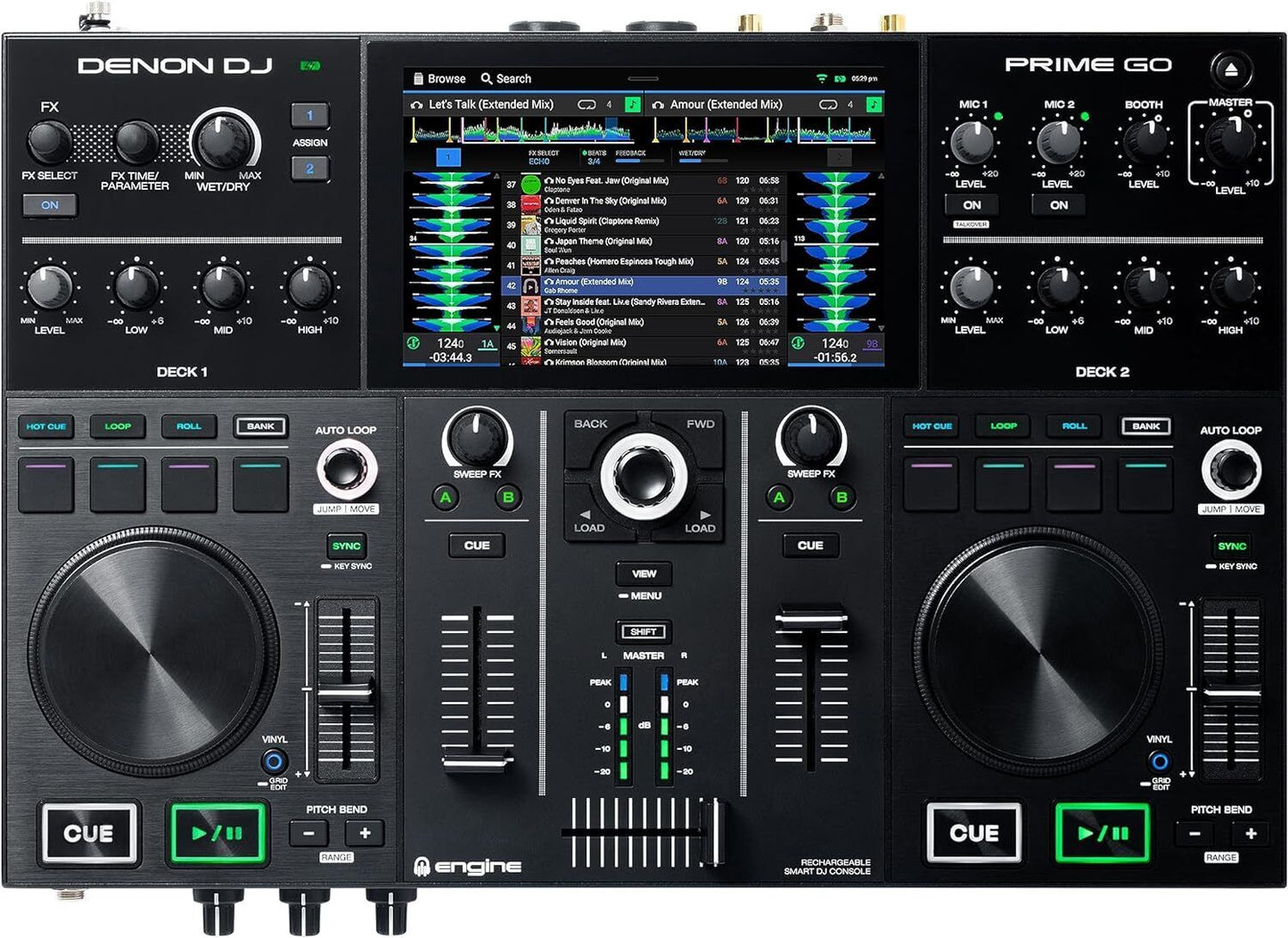Denon DJ PRIME GO – Portable DJ Controller and Mixer with 2 Decks WIFI Streaming