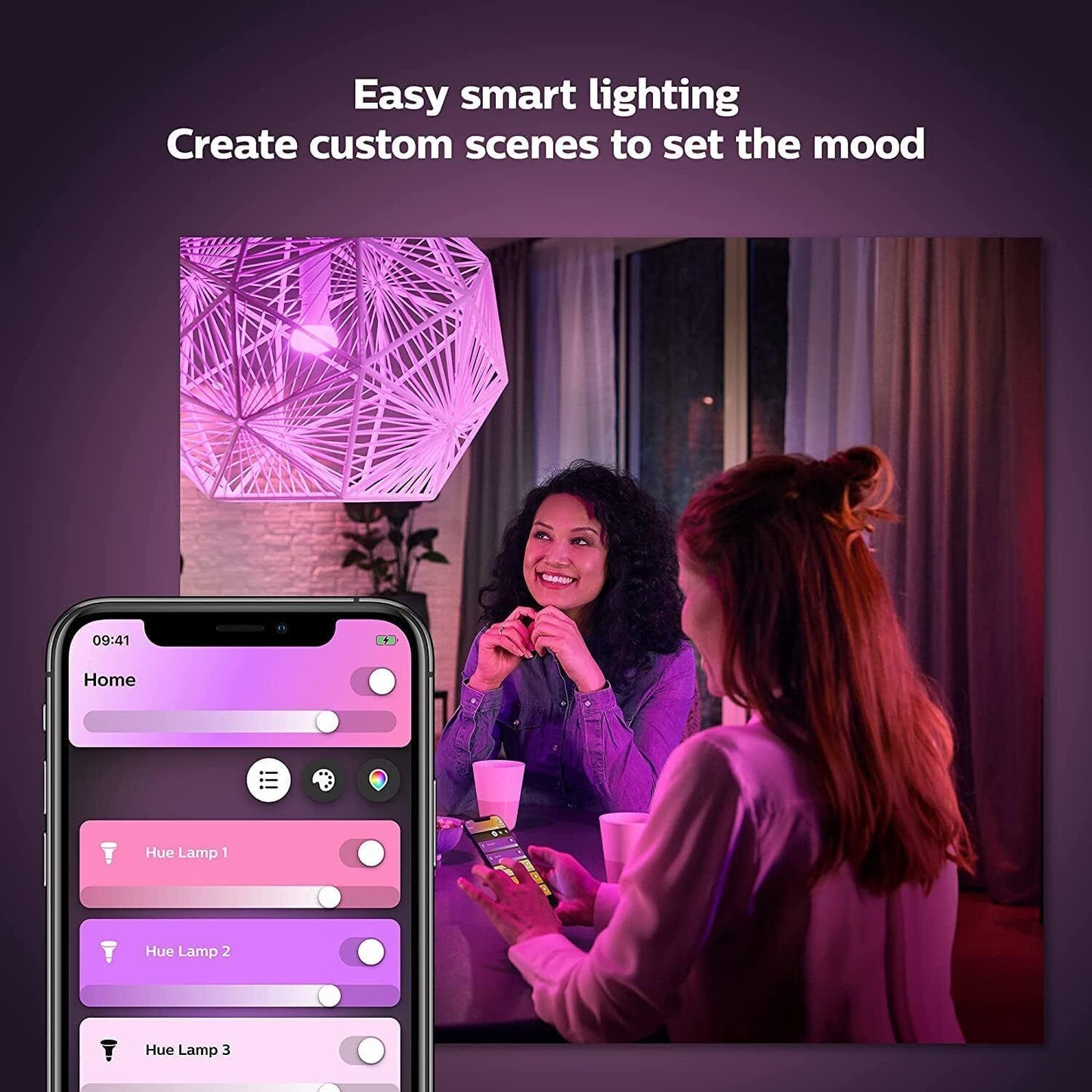Philips Hue B22 Colour Smart Bulb with Bluetooth - Cool White, 2 Pack
